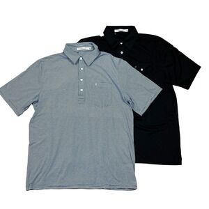 Lot of 2 Criquet Short Sleeve Polos Mens L Pima Cotton Blend Golf Shirts Preppy